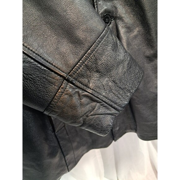 Vintage Wilsons Leather M. Julian Leather Jacket L Black 69426 Button Front - Picture 5 of 12